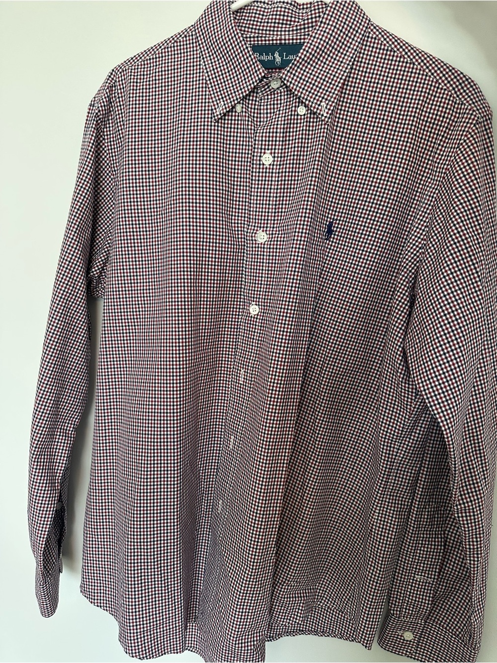 Ralph Lauren Red & Navy Micro-Gingham Button-Down Shirt